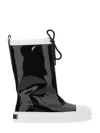 Moschino Glossy High-shaft Boots With Contrasting Sole In Black