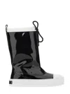 Moschino Glossy High-shaft Boots With Contrasting Sole In Black