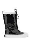 Moschino Glossy High-shaft Boots With Contrasting Sole In Black