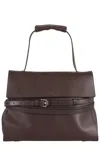 Moschino Medium Tie Me Buckle-strap Handbag In Brown