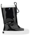 Moschino Glossy High-shaft Boots With Contrasting Sole In Black