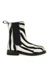 Moschino Zebra Pattern Ankle Boots Elastic Panels In Blanco