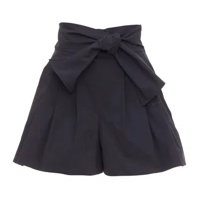 Pre-owned Moschino Boutique Black Cotton Blend Bow Tie Waist Pleated Shorts It38 Xs