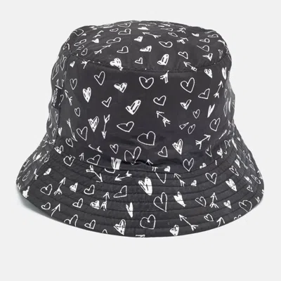 Pre-owned Moschino Boutique Black Heart Print Synthetic Bucket Hat