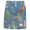 Moschino Boutique Blue Floral Print Cotton Denim Mini Skirt In Blue