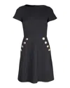 Moschino Boutique Button Detail Mini Dress In Black Polyester In Black