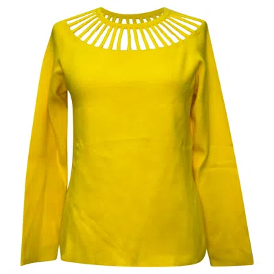 Pre-owned Moschino Boutique Cutout Accent Sweater In Yellow Viscose