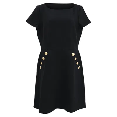 Moschino Boutique  Button Detail Mini Dress In Black Wool