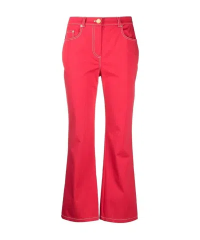 Moschino Boutique  Flared Cropped Jeans In Red