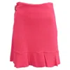 Moschino Boutique  Ruffled Crepe Mini Skirt In Pink Wool In Multi