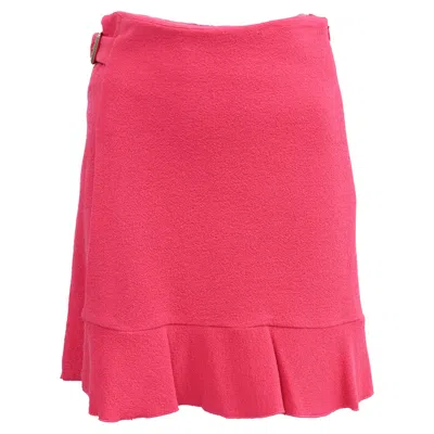 Moschino Boutique  Ruffled Crepe Mini Skirt In Pink Wool In Multi