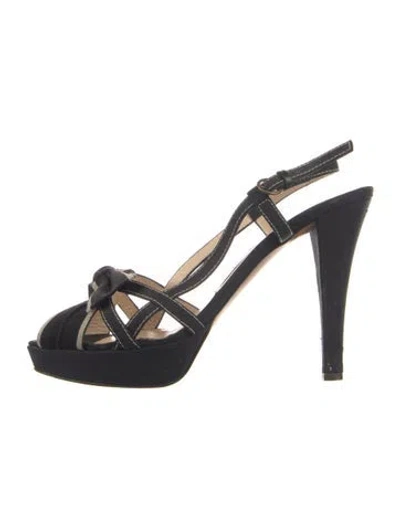 Pre-owned Moschino Bow Accents Slingback Sandals In Black