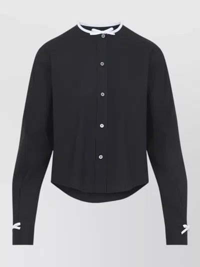 Moschino Bow Detail Cotton Poplin Jacket In Black