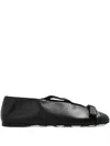 Moschino Bow-detail Leather Ballet Flats In Black