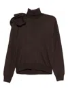 Moschino Bow-detail Roll-neck Sweater In Brown