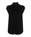 Moschino Bow-detail Silk Blouse In Black