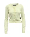 Moschino Bow Embellished Knit Cardigan In Cream And Black Polyamide In Multi