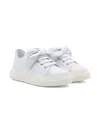 Moschino Bow-embellished Leather Sneakers In Gray
