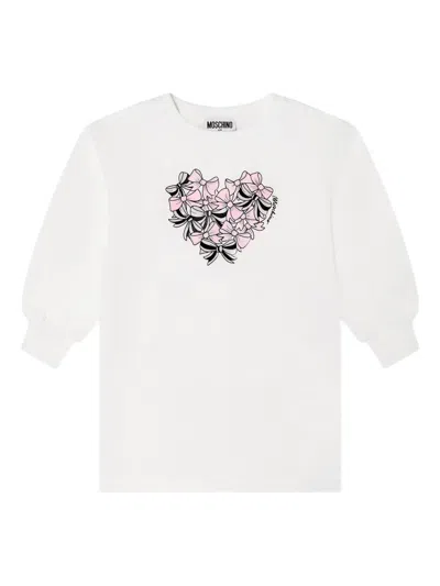 Moschino Kids' Bow-print Dress In White