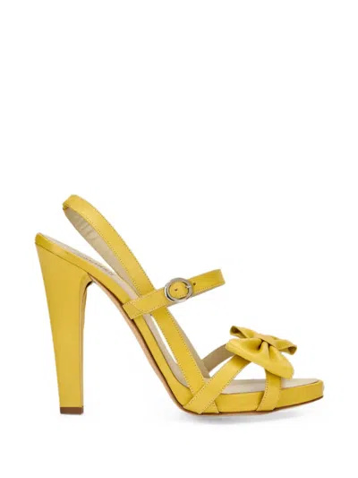 Moschino Bow-detail Buckle-strap Sandals In Yellow