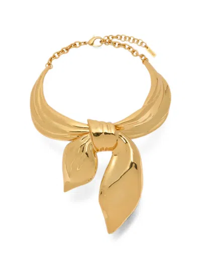 Moschino Bow-detail Cable-link Necklace In Gold