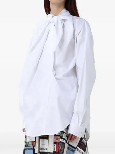 Moschino Bow-detail Long-sleeve Shirt In White