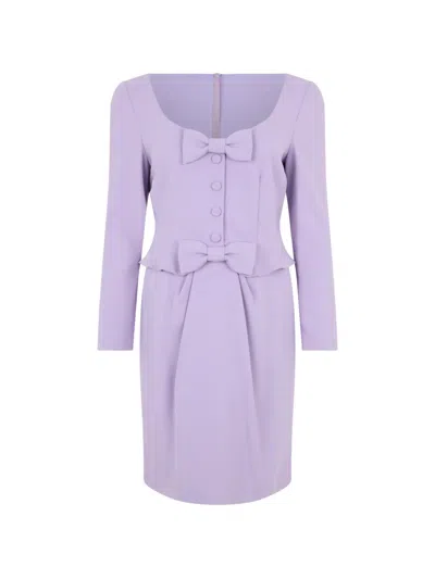 Moschino Bow-detail Peplum-waist Mini Dress In Purple