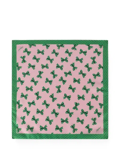 Moschino Bow-print Polka-dot Scarf In Pink