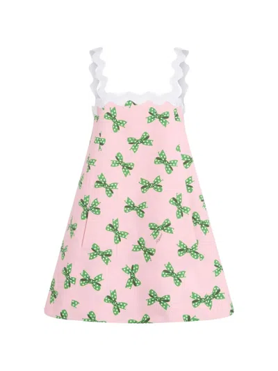 Moschino Bow-print Scalloped-trim Mini Dress In Multi