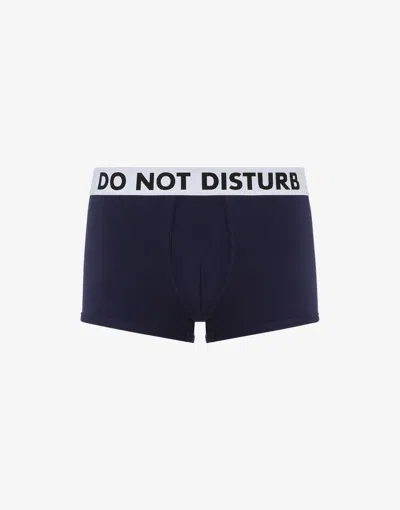 Moschino Boxer In Stretch Jersey Do Not Disturb In Blue