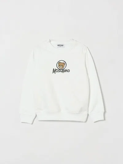 Moschino Kids'  Boy's Crewneck Cotton Sweatshirt With Teddy Bear Print In White