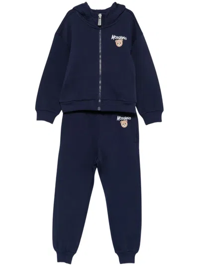 Moschino Boy Navy Mini Logo Sweatshirt In Blue