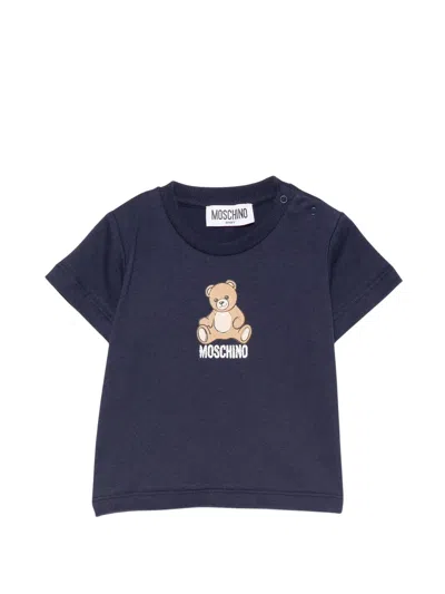 Moschino Boys' 100% Cotton Graphic Logo T-shirt In Navy