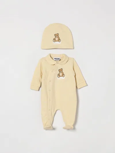 Moschino Babies'  Boys' 2-piece Cotton Set With Peter Pan Collar In Neutral