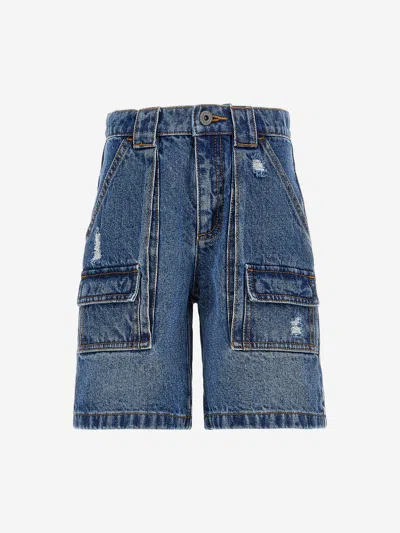 Moschino Kids' Boys Denim Cargo Shorts In Blue