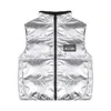 Moschino Boys Logo-applique High Neck Gilet In Silver Tone