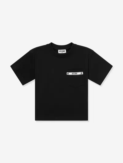 Moschino Babies'  Boys Logo Pocket T-shirt In Black