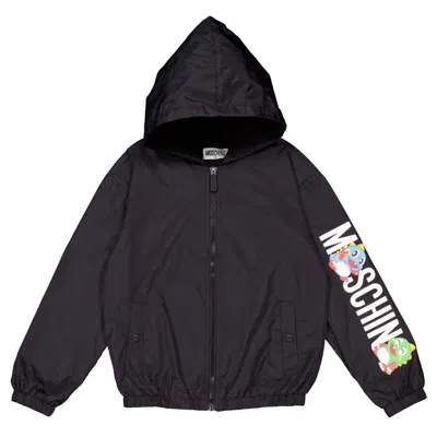 Moschino Kids' Boys Logo-print Zip-up Jacket In Black