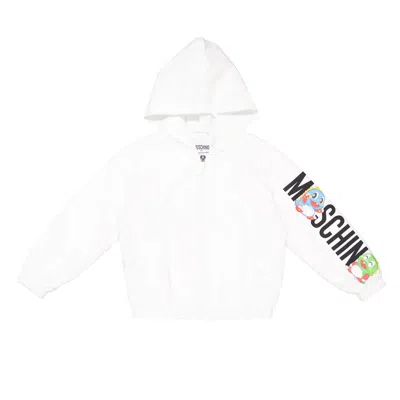 Moschino Kids' Boys Logo-print Zip-up Jacket In White