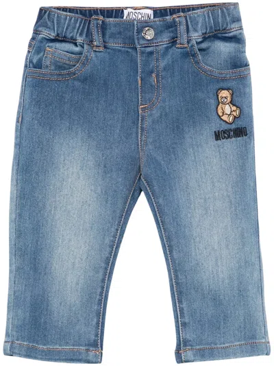Moschino Boys' Navy Cotton-blend Trousers In Blue