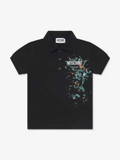 Moschino Kids' Boys Paint Splatter Polo Shirt In Black