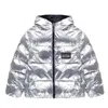 Moschino Padded Jacket With Logo In Silver