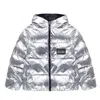 Moschino Padded Jacket With Logo In Silver Tone