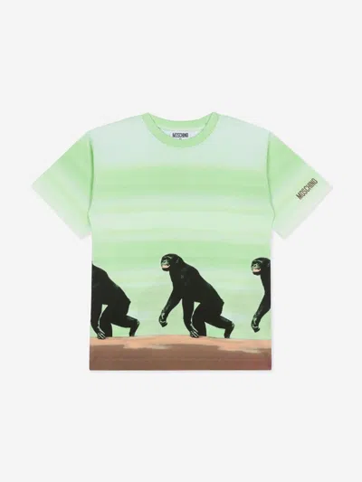 MOSCHINO MOSCHINO BOYS STRIPED MONKEY PRINT T-SHIRT