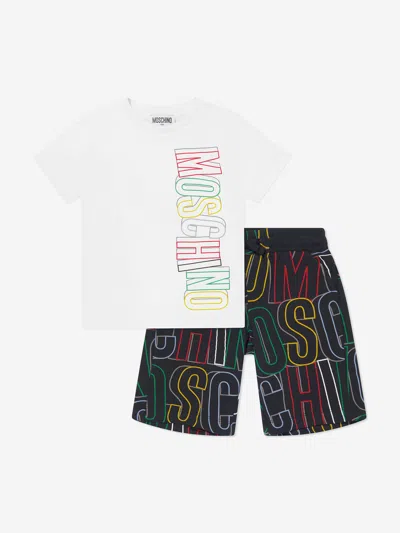 Moschino Kids' Logo Cotton-blend Jersey T-shirt And Shorts Set In Black