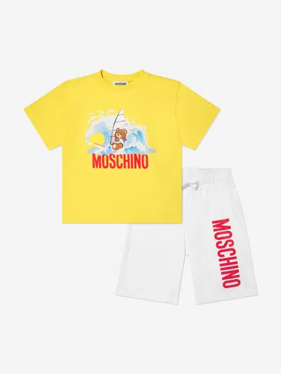 Moschino Boys T-shirt And Shorts Set In Yellow
