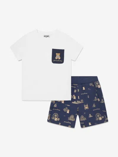 Moschino Boys Teddy Bear Circus Short Set In Blue
