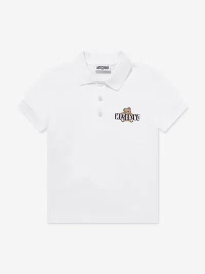 Moschino Kids'  Boys Teddy Bear Logo Polo Shirt In White