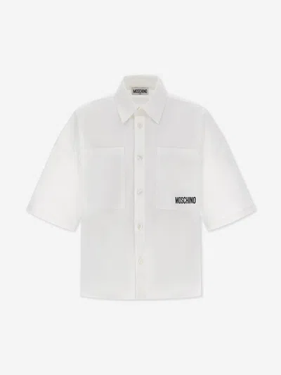 Moschino Kids'  Boys Teddy Bear Logo Shirt In White