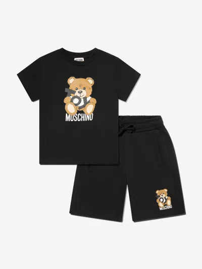 Moschino Boys Teddy Bear Short Set In Black